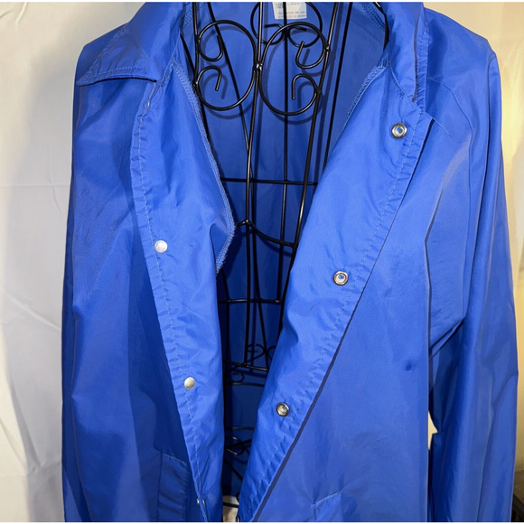 Vintage 80s Royal Blue Nylon Windbreaker Jacket Snap Front USA Made SZ L *READ - Picture 6 of 12